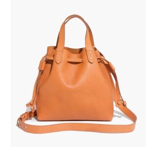 Madewell The Small Transport Bucket Bag Leather Orange Crossbody Top Handle Used